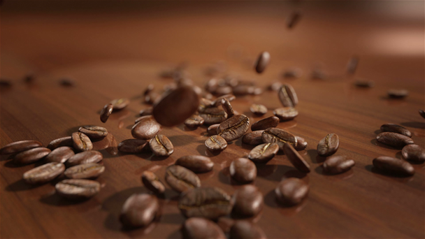 Slow motion coffee beans falling - Video, Çekim