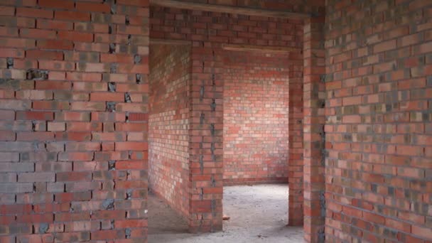 House is in the process of being renovated. Brick walls in a private house. - Footage, Video