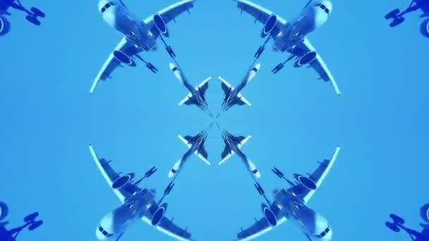 Spherical pattern of airplanes in the sky - Footage, Video