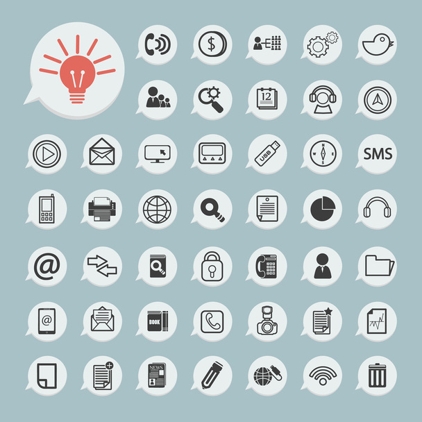  icônes de communication et icône de la technologie sur papier bleu
 - Vecteur, image
