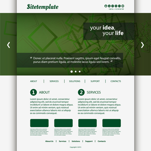 Diseño de plantilla de sitio web con encabezado verde abstracto
 - Vector, Imagen