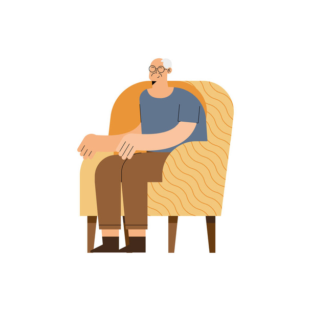Old man on chair - Vector, Image
