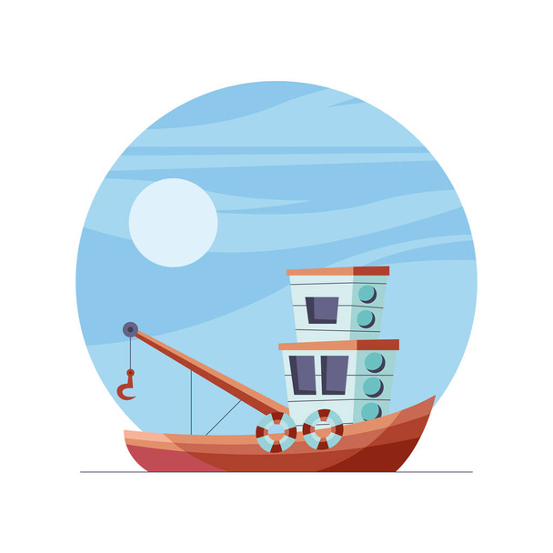 fish ship vehicle - Vector, afbeelding
