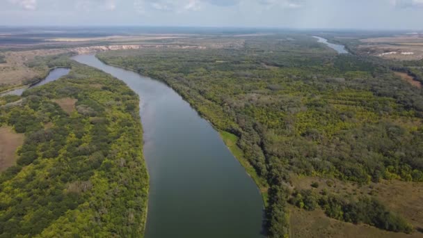 curva del grande fiume vista aerea - Filmati, video