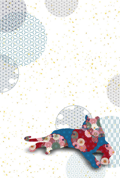 Tijger Nieuwjaarskaart Japanse patroon achtergrond  - Vector, afbeelding