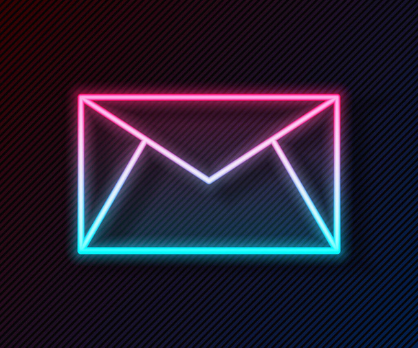 Glowing neon line Mail and e-mail icon isolated on black background. Envelope symbol e-mail. Email message sign. Vector - Διάνυσμα, εικόνα