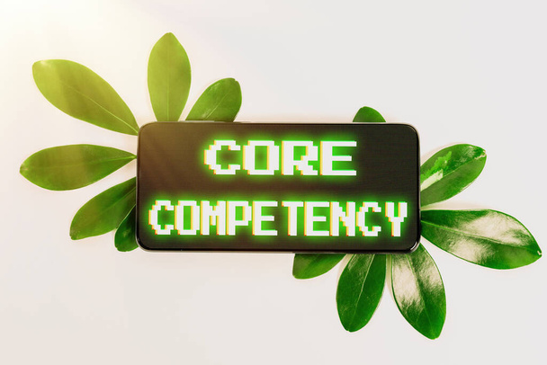 Text sign showing Core Competency. Concept meaning harmonized combination of multiple resources and skills Nature Theme Presentation Ideas And Designs, Displaying Renewable Materials - Photo, Image