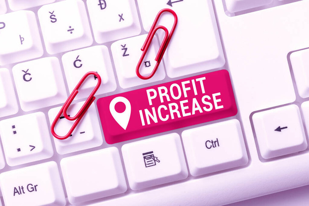 Inspiráció mutatja jelét Profit Increase. Üzleti ötlet a növekedés a bevételek keletkező üzleti vagy értékesítési kiküldetés Új közösségi média tartalom, Absztrakt létrehozása Online Blog Page - Fotó, kép