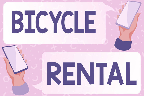 Text sign showing Bicycle Rental. Concept meaning a business which rents out bikes to tourists or travellers Abstract Typing Scientific Articles, Creating And Publishing Work Online - Photo, Image
