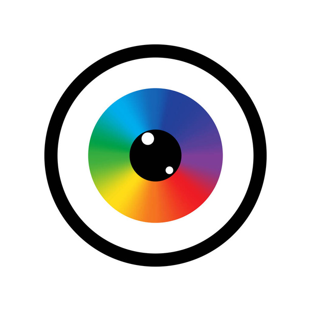 Rainbow eyeball in black circle icon. Design art concept. Futuristic background. Vector illustration. Stock image.  - Vector, Image