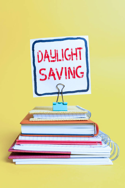 Conceptual display Daylight Saving. Internet Concept turning the clock ahead as warmer weather approaches Colorful Idea Presentation Displaying Fresh Thoughts Sending Message - Photo, Image