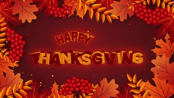 Happy Thanksgiving greeting text with colorful autumn leaves - Footage, Video
