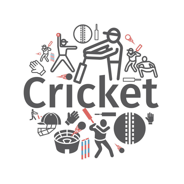 Cricketline-Symbole. Vektorzeichen für Webgrafiken. - Vektor, Bild