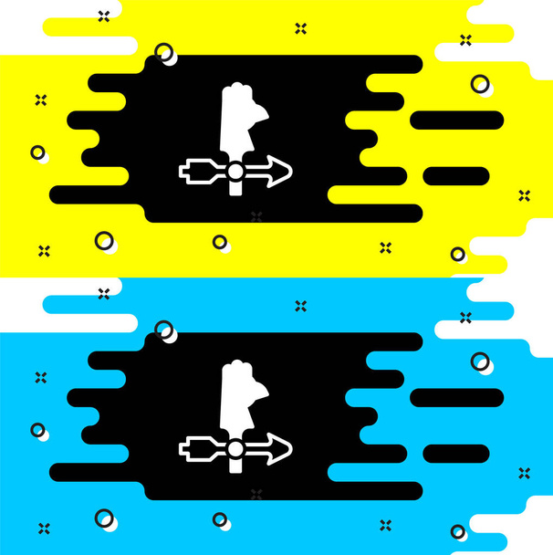Icono de veleta de gallo blanco aislado sobre fondo negro. Señal Weathercock. Gallo de Windvane. Vector - Vector, Imagen