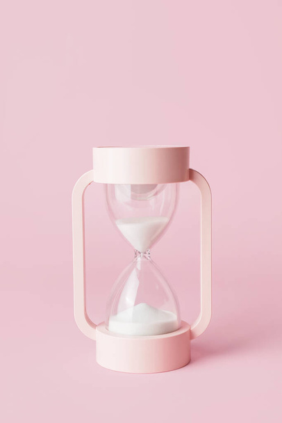 Stylish hourglass on pink background - Fotoğraf, Görsel