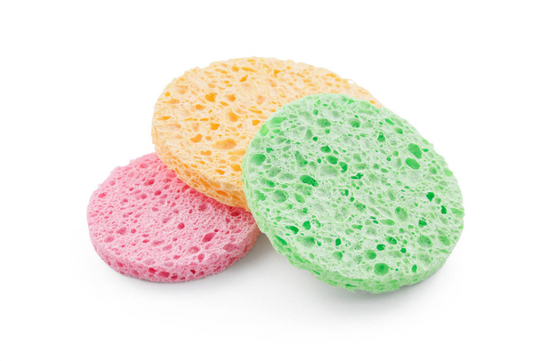 Colorful sponges for makeup cleaning on white background - Photo, Image