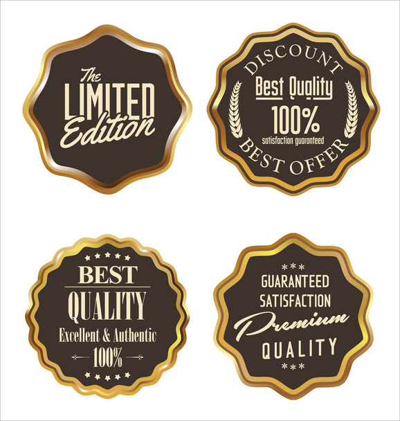 Premium quality golden metal badges - Vector, imagen