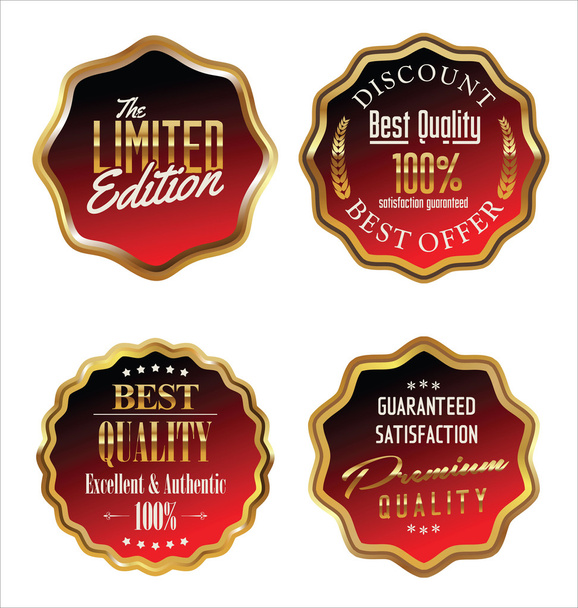 Premium quality golden metal badges - Вектор,изображение