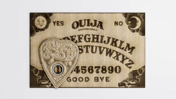 Ouija tablosu beyaz arkaplan üzerinde izole edilmiş 3d illüstrasyon - Fotoğraf, Görsel