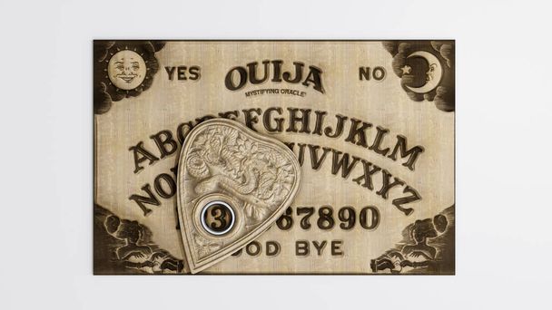 Ouija tablosu beyaz arkaplan üzerinde izole edilmiş 3d illüstrasyon - Fotoğraf, Görsel