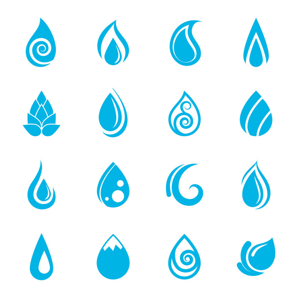 kék víz csepp ikonok - Vektor, kép
