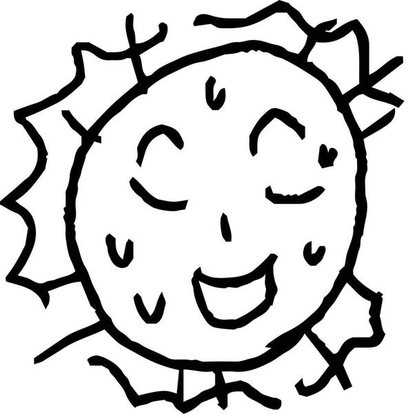 Dit is een illustratie van Schattige zweterige zon graffiti getekend door een kind - Vector, afbeelding