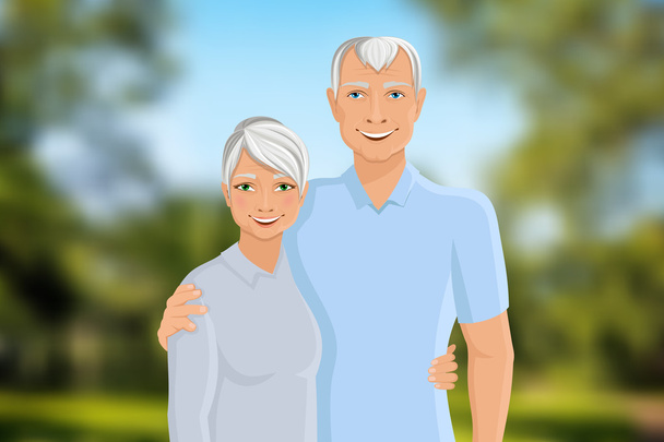 Senior couple outdoor - Vector, Image