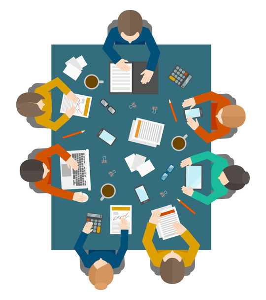 Business meeting in top view - Vector, Image