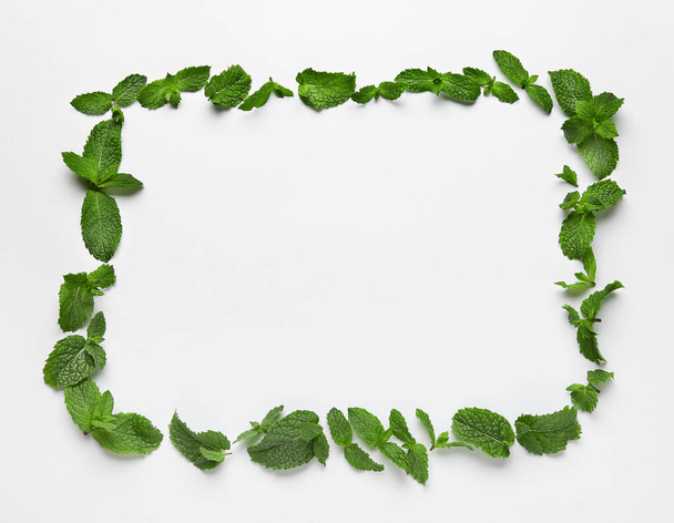 Rama z liści mięty zielonej na białym tle - Zdjęcie, obraz