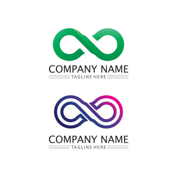 logotipo de diseño infinito y 8 icono, vector, signo, logotipo creativo para los negocios y el símbolo de infinito corporativo - Vector, imagen