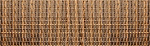 Panorama of Brown rattan wooden table top pattern and background seamless - Photo, Image