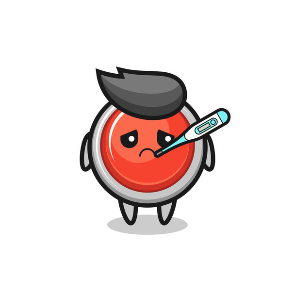 emergency panic button mascot character with fever condition , cute design - Vector, Image