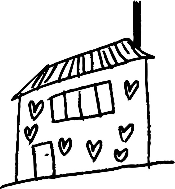 Αυτή είναι μια απεικόνιση του Doodle ενός χαριτωμένου σπιτιού που σχεδιάστηκε από ένα παιδί - Διάνυσμα, εικόνα