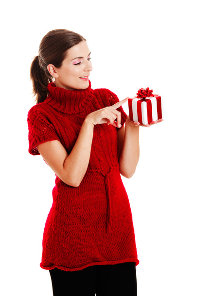 Woman holding a gift - Φωτογραφία, εικόνα
