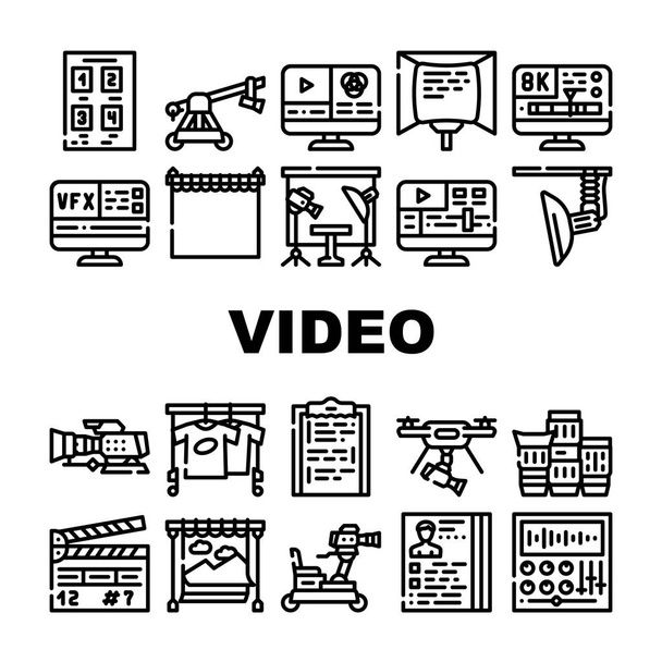 Videoproductie en creatie Pictogrammen Set Vector - Vector, afbeelding
