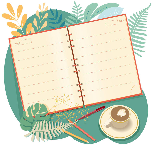 Organizer template with blank pages - Vettoriali, immagini