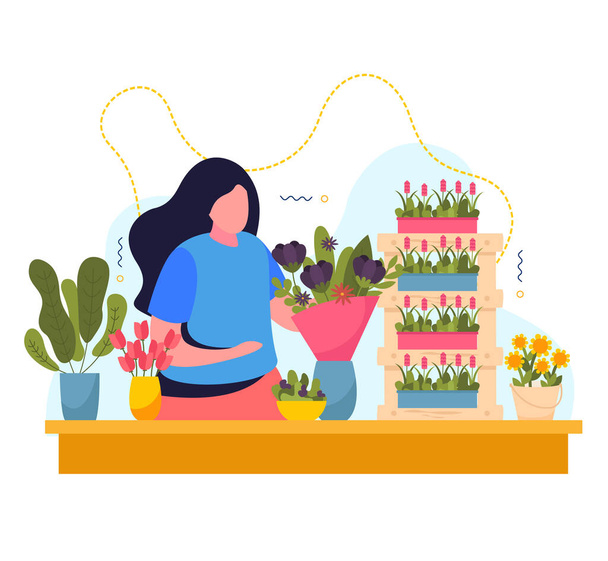 Flower Shop Background Illustration - Vector, Image