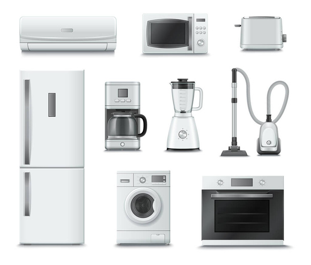 Household Appliances Realistic Set - Vector, Image
