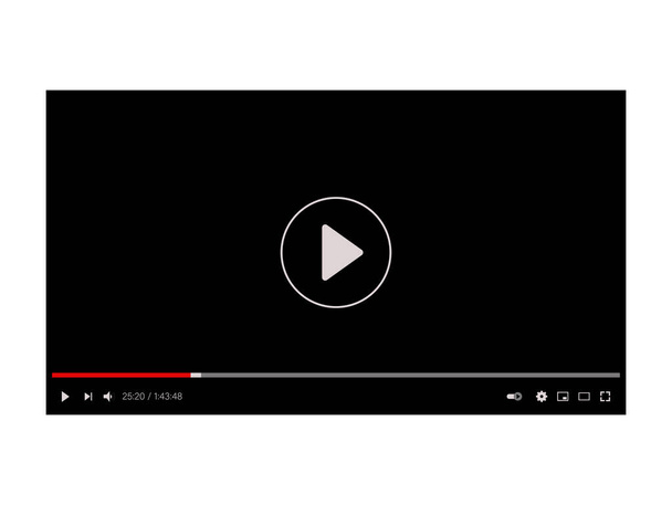 Video player. The screen is black with elements of volume settings, window size, playback speed, picture quality. Vector graphics. - Vector, Image