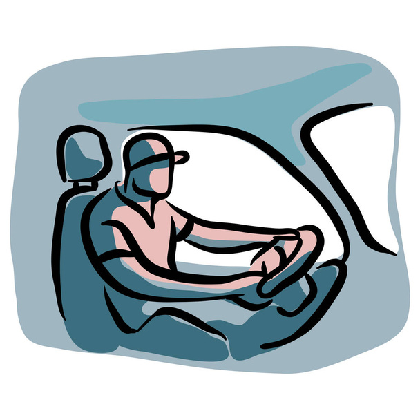 Uomo guida auto illustrazione - Vettoriali, immagini