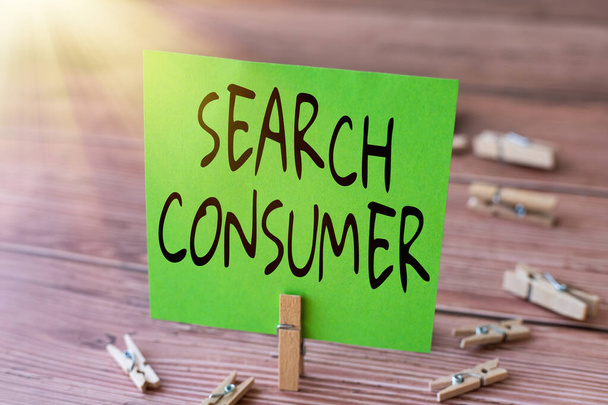Χειρόγραφο κείμενο Αναζήτηση Καταναλωτή. Επιχειρηματική έρευνα για τις προτιμήσεις και τη συμπεριφορά των καταναλωτών σε μια αγορά Blank Square Σημείωση Περιτριγυρισμένο από κλιπ πλυντηρίου Εμφάνιση Νέο νόημα. - Φωτογραφία, εικόνα