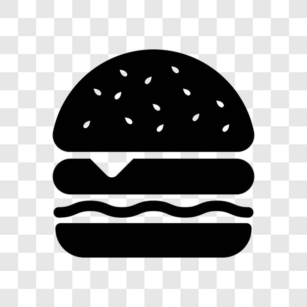 Hamburger icon. Fast food cheeseburger Black symbol isolated on transparent background. Vector illustration. - Vector, Image