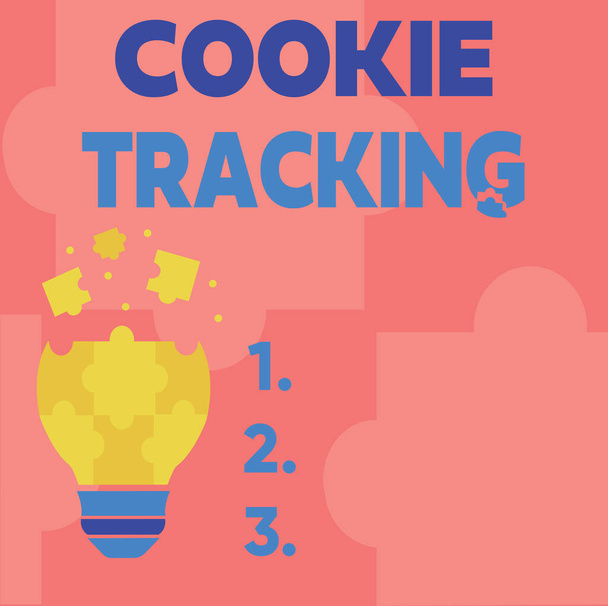 Käsitteellinen näyttö Cookie Tracking. Business idea Tallennetut tiedot käyttäjä s on tietokone sivuston käydään Abstrakti aivoriihi Ongelma ja ratkaisu, Huolellinen ajattelu Concept - Valokuva, kuva
