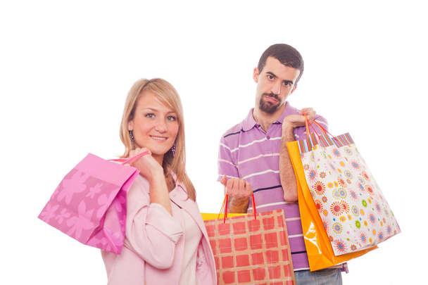 Young Couple with Shopping Bags - Foto, afbeelding