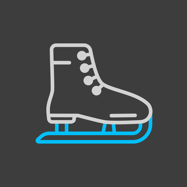 Skating shoes vector icon on dark background. Winter sign. Graph symbol for travel and tourism web site and apps design, logo, app, UI - Vector, Image