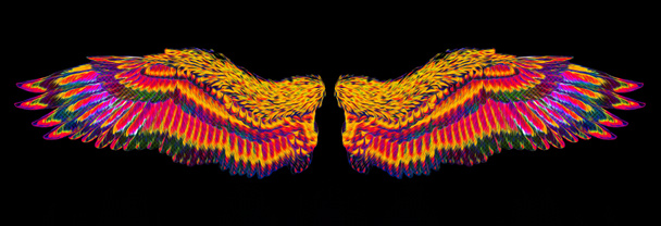 Πολύχρωμα αφηρημένα φτερά αγγέλου νέον απομονωμένα - Φωτογραφία, εικόνα