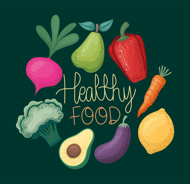 cartel de alimentos saudáveis - Vetor, Imagem