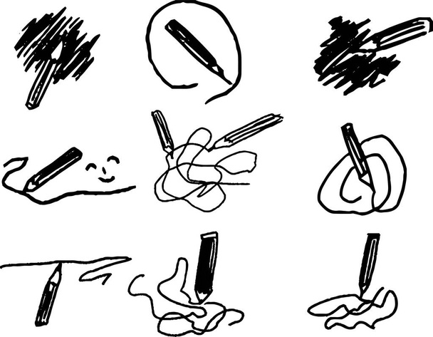 Dit is een illustratie van Potlood krabbel getekend door een kind  - Vector, afbeelding