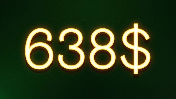 暗い背景に638ドルの価格アイコンの黄金の光のシンボル - 写真・画像