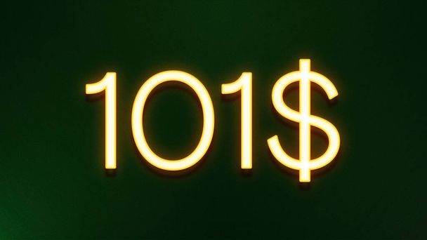 Simbolo luce dorata di 101 dollari icona del prezzo su sfondo scuro - Foto, immagini